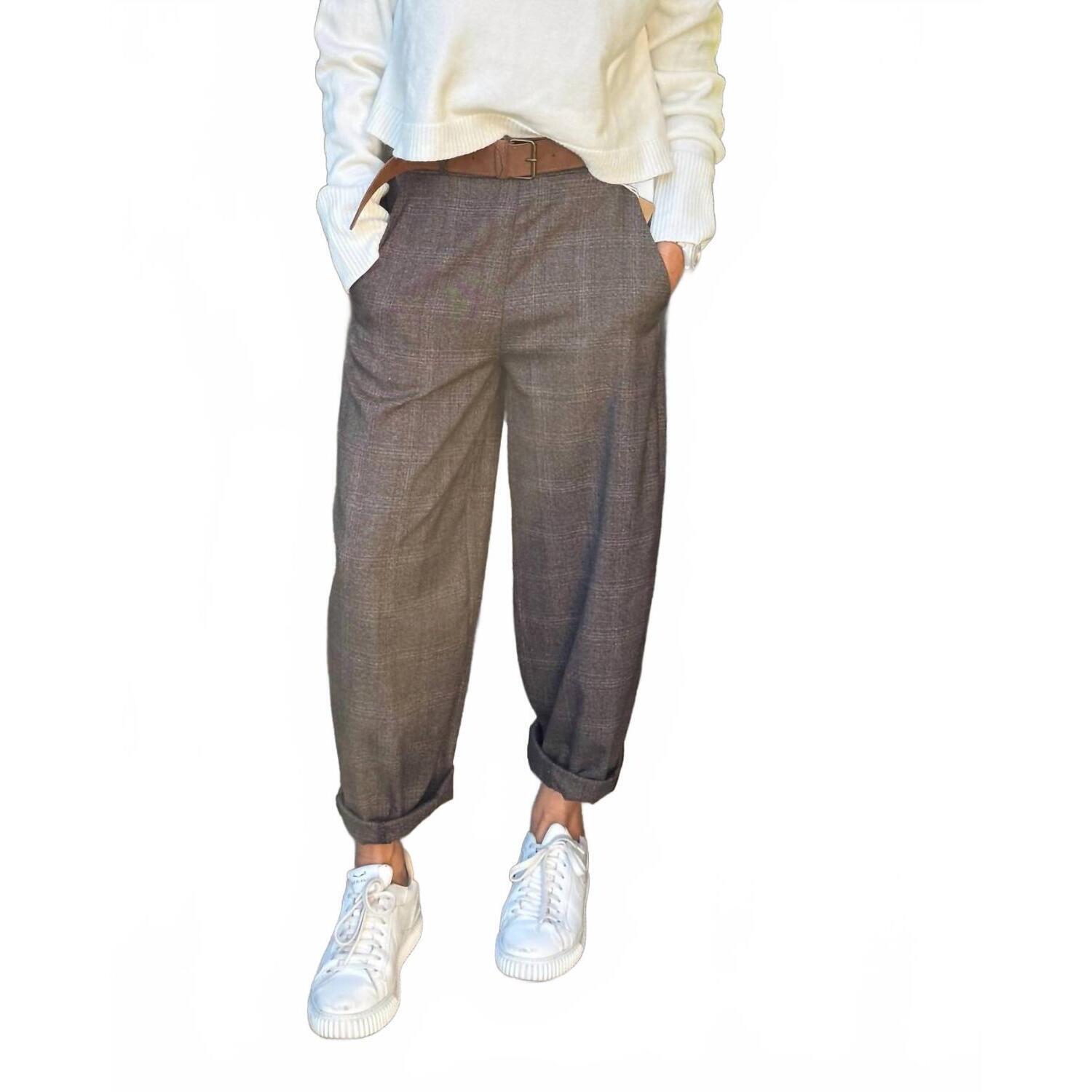 New Brand Bazar Caro Plaid Pull On Pant In Mocha